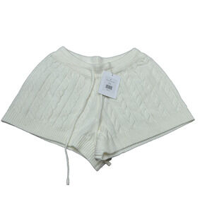 NWT Rachel Parcell Womens Ivory Elastic Waist Cable Knit Sweater Shorts Size S‎